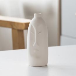 Frosted Abstract Human Art Head Ceramic Vase (Option: G)