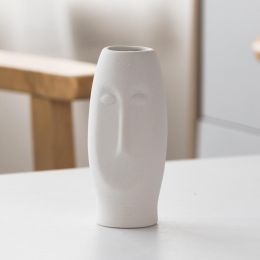 Frosted Abstract Human Art Head Ceramic Vase (Option: F)