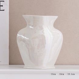 Ceramic Decorative Vase Water Raised Flowers Building Blocks Living Room (Option: White-Emerging money)