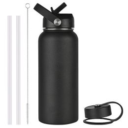 Vacuum Stainless Steel Large Capacity Water Bottle (Option: Black-2000ml)