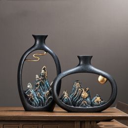 Chinese Style Mountain View Vase Decoration Tabletop Flower (Option: Combination2)