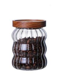 Glass Tea Food Grade Candy Coffee Bean Storage Jar (Option: Fringe-550ml)