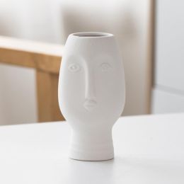 Frosted Abstract Human Art Head Ceramic Vase (Option: E)