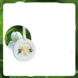 Dried Flower Plaster Wax Tablets Pendant Gift (Option: Round White Flower)