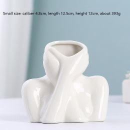 Ins Scandinavian Modern Simple Style Ceramic Vase Decoration Living Room Porch Office Flower Arrangement Decoration (size: small)