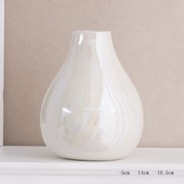 Ceramic Decorative Vase Water Raised Flowers Building Blocks Living Room (Option: White-Yinan style)