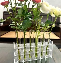 Test Tube Clear Glass Vase For Plant Bottle Flower Pot Hydroponic Container Decor Wedding Party Floral Hinged Flower Vases Home Decor (Option: 3small and 3large)