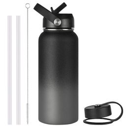 Vacuum Stainless Steel Large Capacity Water Bottle (Option: Black Grey Gradient-1200ml)