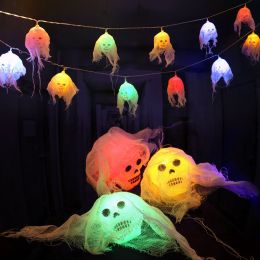 Halloween Pumpkin Battery Atmosphere Decoration Lights (Option: White Veil Skull-Warm White Battery Model-5M 20Light)