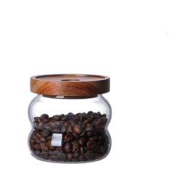 Glass Tea Food Grade Candy Coffee Bean Storage Jar (Option: Flat light-340ml)