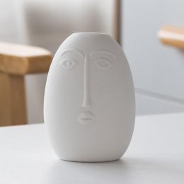 Frosted Abstract Human Art Head Ceramic Vase (Option: B)