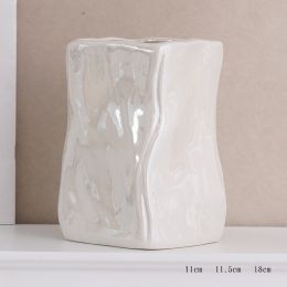 Ceramic Decorative Vase Water Raised Flowers Building Blocks Living Room (Option: White-Such as)