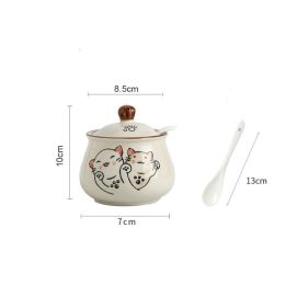 Household High Temperature Resistant Ceramic Meat And Oil Tank Seasoning Jar With Lid Spoon (Option: 12 Style)