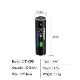 USB Rechargeable Battery Micro Interface Input (Option: 3000ML-1set)