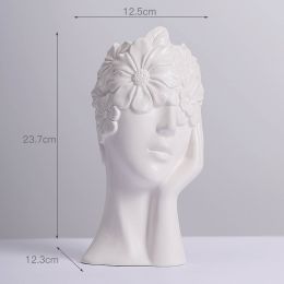 Human Body Ceramic Vase White Matte Artifact Hydroponic Flower Dryer Ornaments (Option: Ruminate)