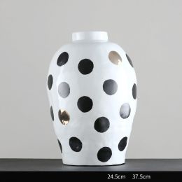 Large Wave Dot Art Big Belly Ceramic Vase Decoration Home (Option: Small size)