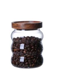 Glass Tea Food Grade Candy Coffee Bean Storage Jar (Option: Flat light-550ml)