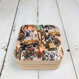 Zipper Printed Jewelry Box Easy To Carry (Option: 12style-10x10x5cm)