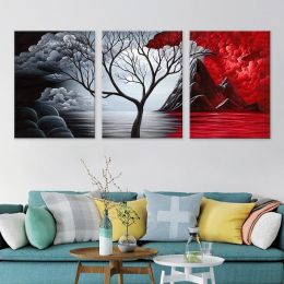 Gradient Tree Three-piece Painting Frameless Canvas Painting Painting Core (Option: 30 X40cm3 Pieces)