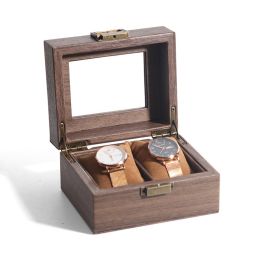 Wood Grain Leather 6-bit 10-bit 12-bit Watch Display Box (Option: 2bit Watch Box)