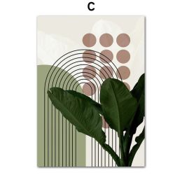 Living Room Modern Abstract Green Plant Leaf Vase Decorative Painting (Option: C-30x40cm)