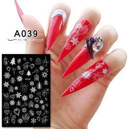 Christmas Nail Sticker With Adhesive (Option: A039 White)