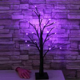 LED Simulation Purple Tree Light Halloween Thanksgiving Decoration (Option: 60cm Battery Box Usb-Timing)