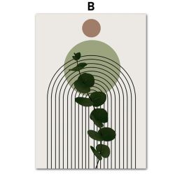 Living Room Modern Abstract Green Plant Leaf Vase Decorative Painting (Option: B-21x30cm)