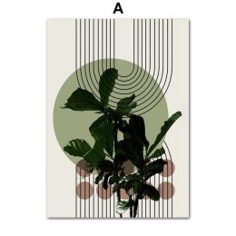 Living Room Modern Abstract Green Plant Leaf Vase Decorative Painting (Option: A-30x40cm)