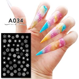 Christmas Nail Sticker With Adhesive (Option: A034 White)