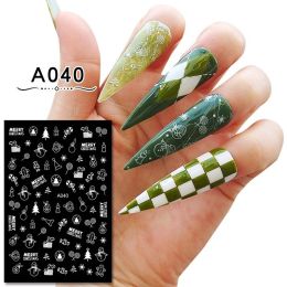 Christmas Nail Sticker With Adhesive (Option: A040 White)