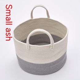 Cotton Braided Storage Bucket Fuzzy Ball Hanging Drop (Option: Small Gray)