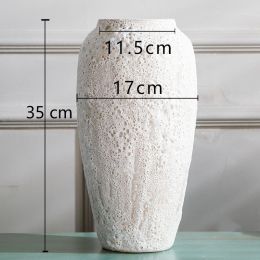 Living Room Flower Arrangement Ceramic Retro Pottery Pot Coarse Pottery Vase (Option: 3 Style-Large size)