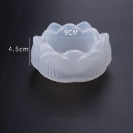 Drip Glue Lotus Candlestick Mold Storage Box Ashtray (Color: White)