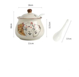 Household High Temperature Resistant Ceramic Meat And Oil Tank Seasoning Jar With Lid Spoon (Option: 2 Style)