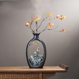 Chinese Style Mountain View Vase Decoration Tabletop Flower (Option: Combination5)