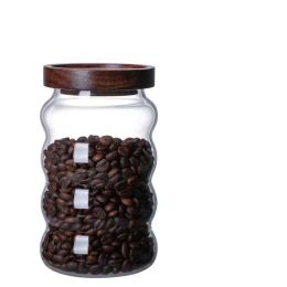 Glass Tea Food Grade Candy Coffee Bean Storage Jar (Option: Flat light-700ml)