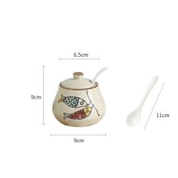 Household High Temperature Resistant Ceramic Meat And Oil Tank Seasoning Jar With Lid Spoon (Option: 13 Style)