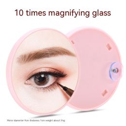 Household Fashion Simple Suction Cup Plastic Cosmetic Mirror (Option: Pink 10 Times)