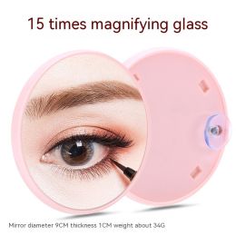 Household Fashion Simple Suction Cup Plastic Cosmetic Mirror (Option: Pink 15 Times)