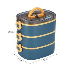 Stainless Steel Large Capacity Portable Multi-layer Insulated Lunch Box (Option: Blue-Plastics)