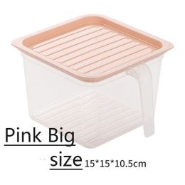 Kitchen Plastic Fruit Storage Tank (Option: Pink-Big)