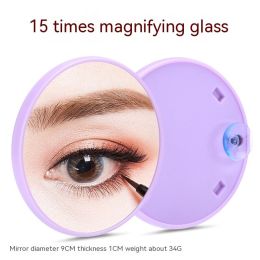 Household Fashion Simple Suction Cup Plastic Cosmetic Mirror (Option: Purple 15 Times)